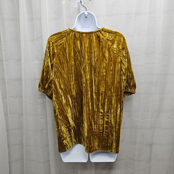 Maurices Gold Velour Babydoll Top Goth Boho Gypsy Hippie M - Picture 7 of 12
